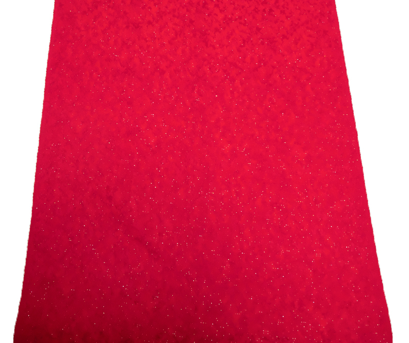 801-e番 銀通し 正絹縮緬地端切れ（はぎれ・ハギレ） 幅約39.5センチ×長さ約90センチ 　赤色 吹雪の地模様入 表地用　中厚地_画像1