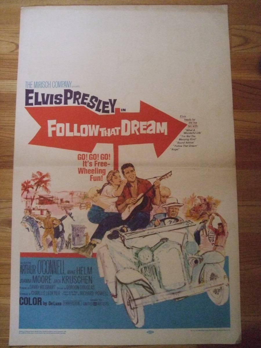 エルビスプレスリー 夢の渚 1962年米国公開時 オリジナルポスター 二つ折