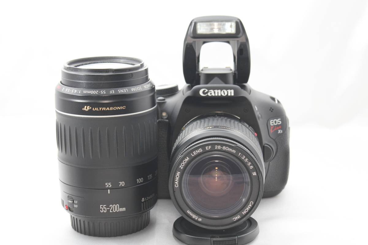 ★限定！極上美品 スターティングセット Canon EOS Kiss X5 SDカード ダブルレンズ ★ EF28-80mm IV USM EF55-200mm II USM_画像2