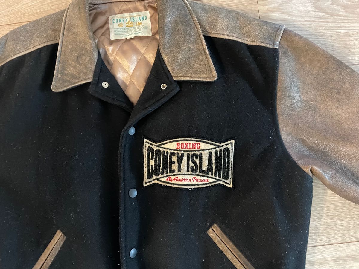 Coney Island スタジアムジャバー スタジャン 袖革 ビンテージ Coney Island スタジアムジャバー スタジャン 袖革 ビンテージ