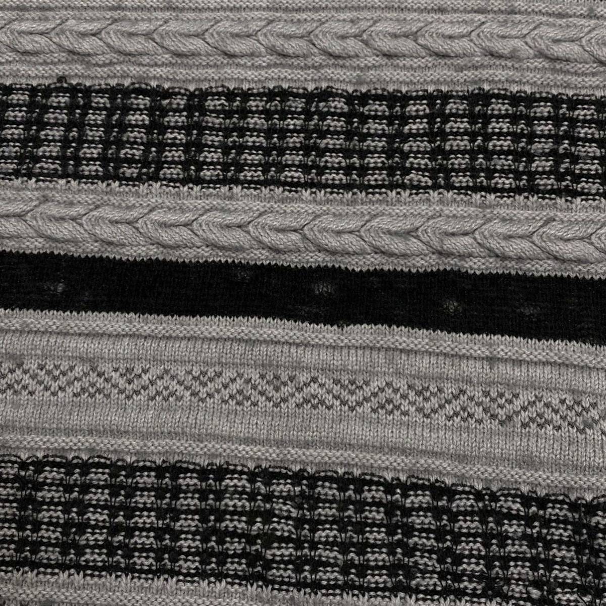 LYLE&SCOTT(ライル&スコット)ニット セーター 刺繍ロゴ メンズM グレー系/ブラック_画像8