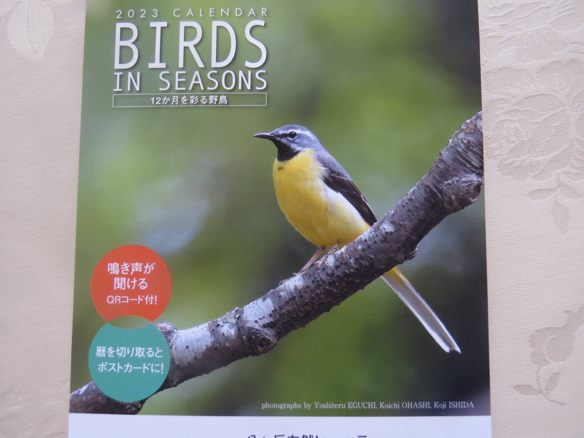 2023 野鳥カレンダー「BIRDS IN SEASONS」日本野鳥の会 1210円絵葉書としても使えます 格安_画像1