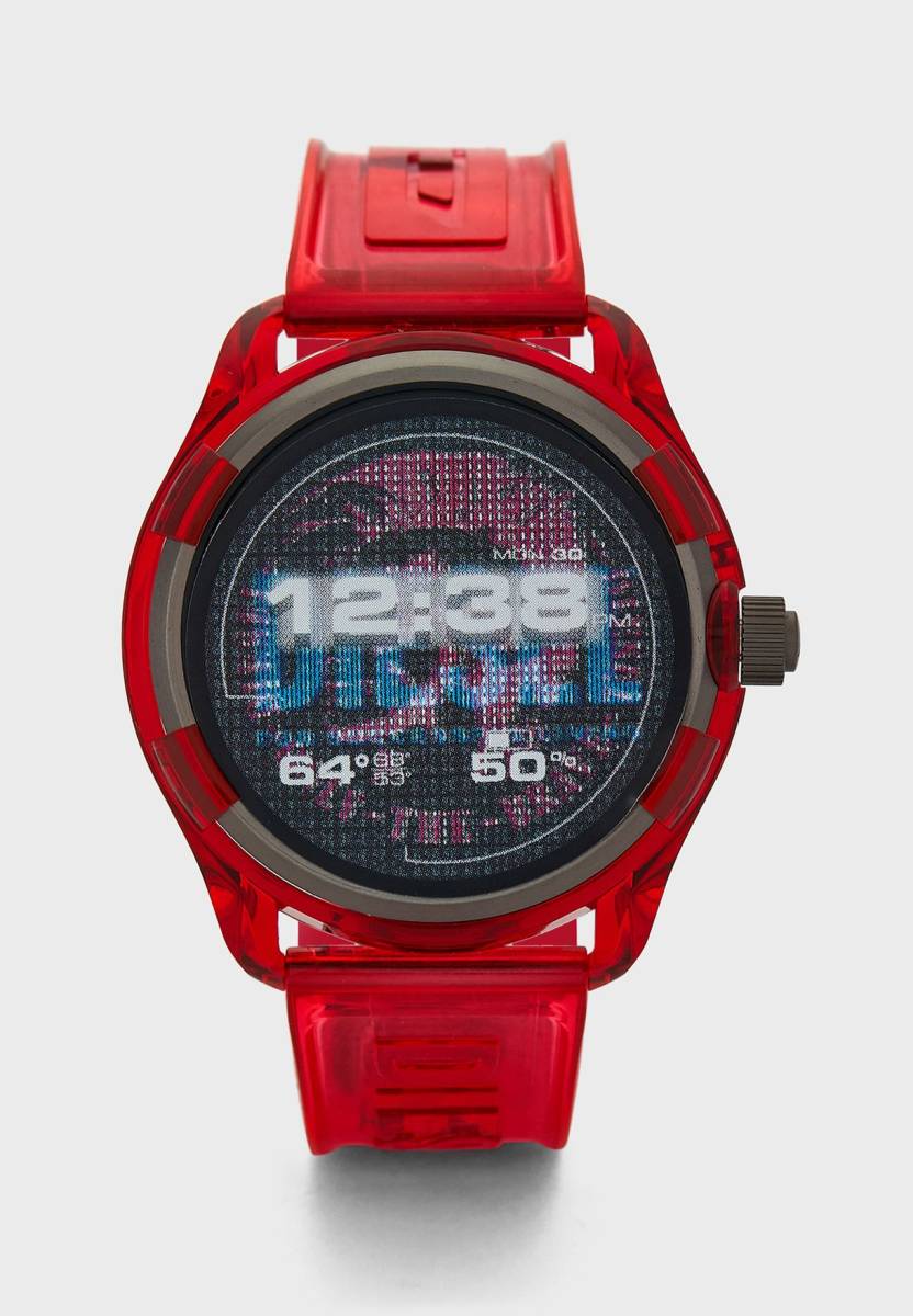 DIESEL ディーゼル DIESEL ON ディーゼル オン DZT2019 クリア レッド スマートウォッチ デジタル ラバー