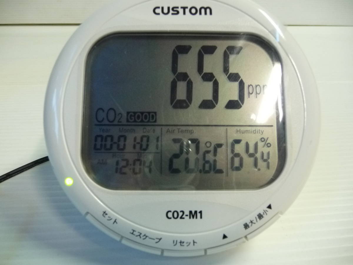 COSTOM カスタム CO2モニター CO2-M1 気温/湿度/日付時刻表示つき_画像2