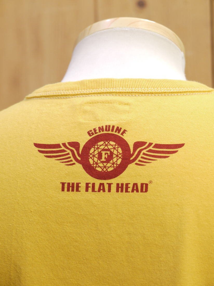 新品 フラットヘッド SMALL FLYING WHEEL 丸胴半袖Tシャツ 38 イエロー FN-THC-003 theflathead_画像4