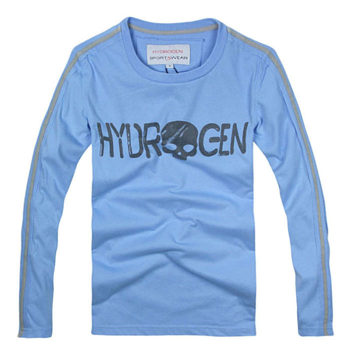 新品◆【格好いい】◆【通気品】メンズ長袖ＴシャツHYDROGENハイドロゲントップス空色Ｍ_画像1