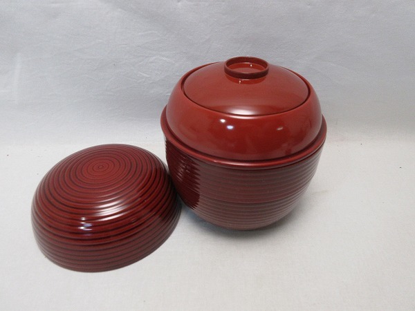 I04004 [ почти не использовался чайная посуда . краска Shingen . данный три уровень коробка для завтрака тысяч . внутри . без коробки ] осмотр ). камень инструмент . чайная посуда многоярусный контейнер . сиденье чай .. цветок видеть крышка предмет ⅰ