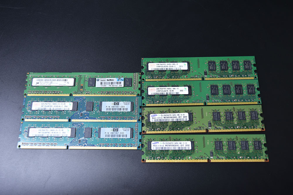 当日発送 Mac対応 メモリ hynix Micron SAMSUNG デスクトップ用 2GB ジャンク　7枚　DDR2 DDR3_画像1