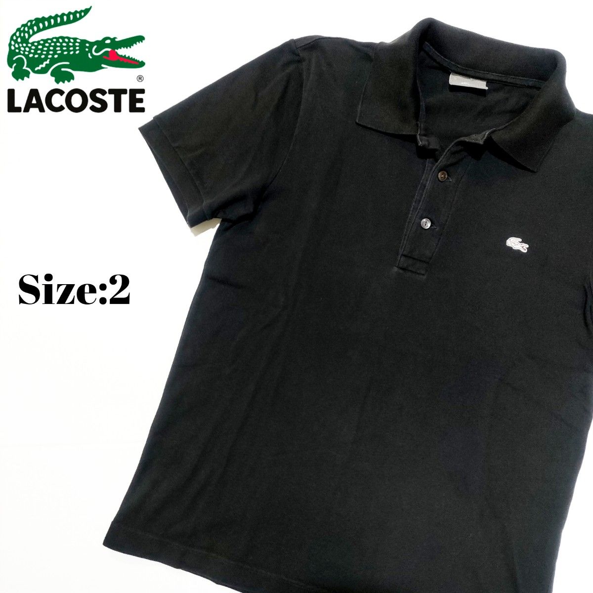 LACOSTE/白ワニ/ポロシャツ/Size:2/匿名配送/送料無料