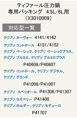 ティファール 圧力なべ クリプソ専用パッキング 4.5/6L用 X3010009 ブラック_画像2