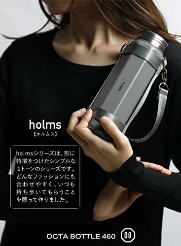 シービージャパン 水筒 グレー 460ml 直飲み 真空断熱 ステンレスボトル 専用ホルダー付き オクタボトル holmsの画像2