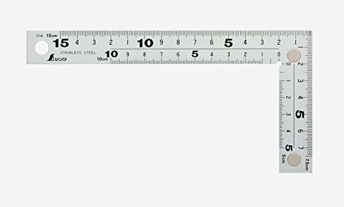シンワ測定(Shinwa Sokutei) 曲尺 厚手広巾 表裏同目 8段目盛 cm表示 マグネット付き シルバー 15cm 10435_画像1
