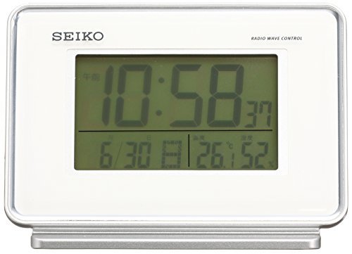 セイコー クロック 目覚まし時計 電波 デジタル 2チャンネル アラーム カレンダー 温度 湿度 表示 白 SQ767W SEIKO_画像5