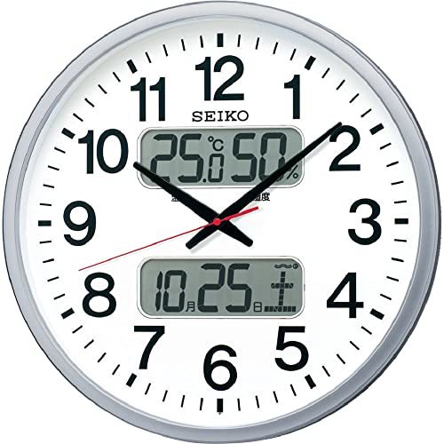  Seiko часы настенные часы офис модель радиоволны аналог большой календарь температура влажность отображать серебряный цвет металлик KX237S