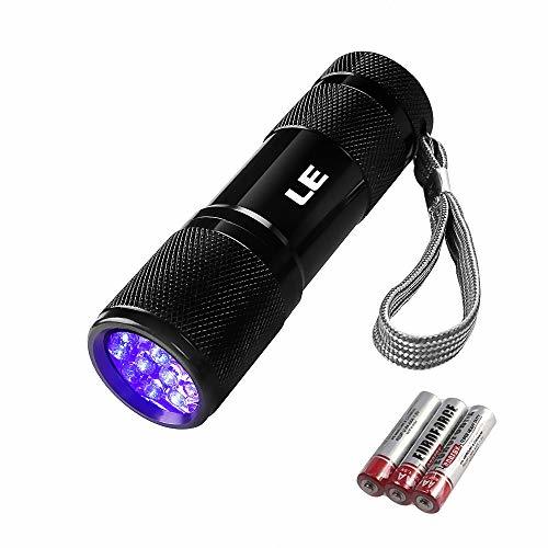 LE ブラックライト led 紫外線 ライト UVライト LED 懐中電灯 アルミ製 高耐久 ハンディ ブラック ライト 単四電池付属 ペットのオシ_画像1