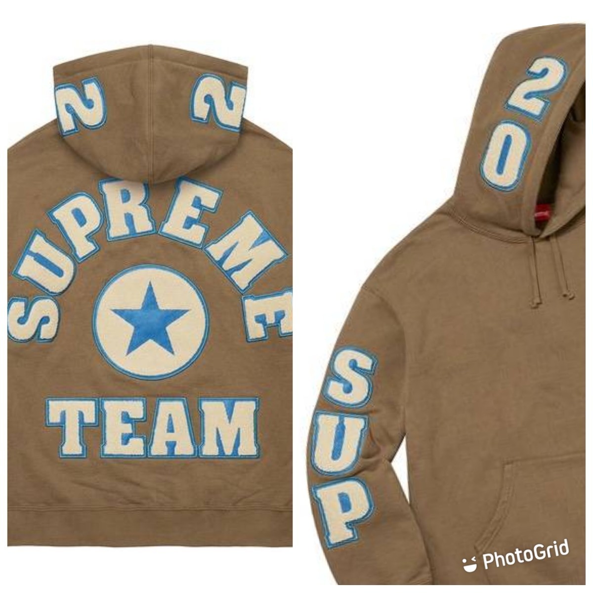 supreme シュプリーム Team Chenille Hooded Sweatshirt　Olive Brown Lサイズ
