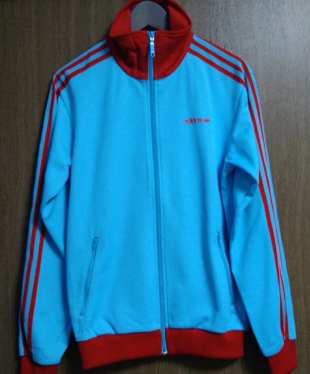 結婚祝い アディダス adidas ジャージ ジャケット Mサイズ レアカラー! 水色×赤 美中古 ジャンパー、ブルゾン 結婚祝い アディダス adidas ジャージ ジャケット Mサイズ レアカラー! 水色×赤 美中古 ジャンパー、ブルゾン