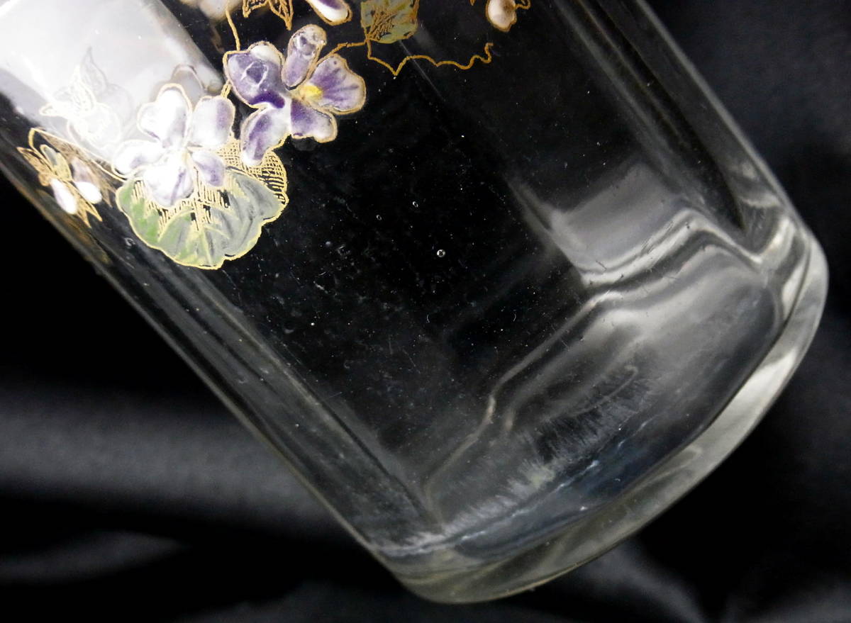 可憐 テオドール・ルグラ 19世紀後期頃 LEGRAS ＆ Cie 菫の香水瓶 スミレ エナメル彩装飾 金彩 アンティークフランス_画像3