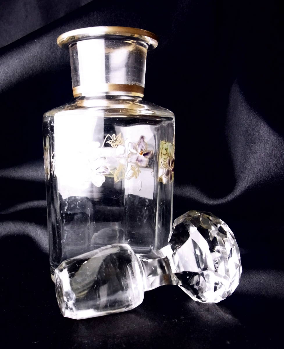 可憐 テオドール・ルグラ 19世紀後期頃 LEGRAS ＆ Cie 菫の香水瓶 スミレ エナメル彩装飾 金彩 アンティークフランス_画像4