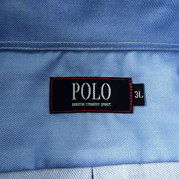 新品 POLO BCS ポロ シャンブレー ツイル レギュラーカラー シャツ 4L 水色 【I54246】 メンズ 汗ジミ防止 オールシーズン デニムライクの画像9