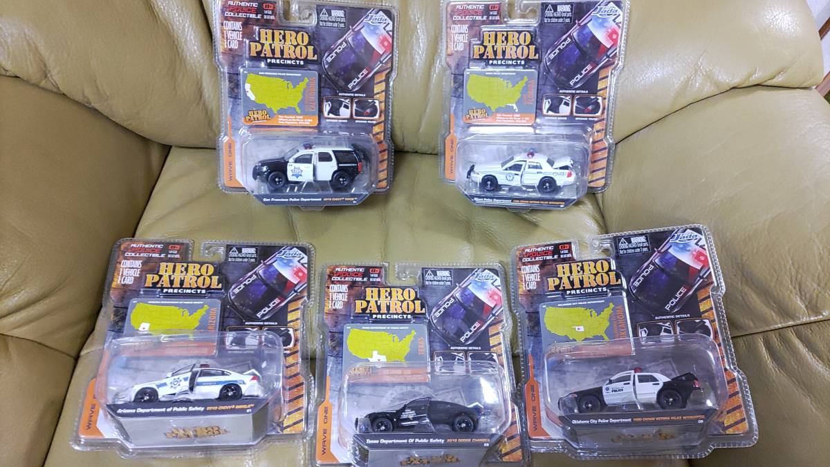 未開封　HERO PATROL Jada社　5台セット　CALIFORNIA FLORIDA ARIZONA TEXAS OKLAHOMA 1:64 SCALE