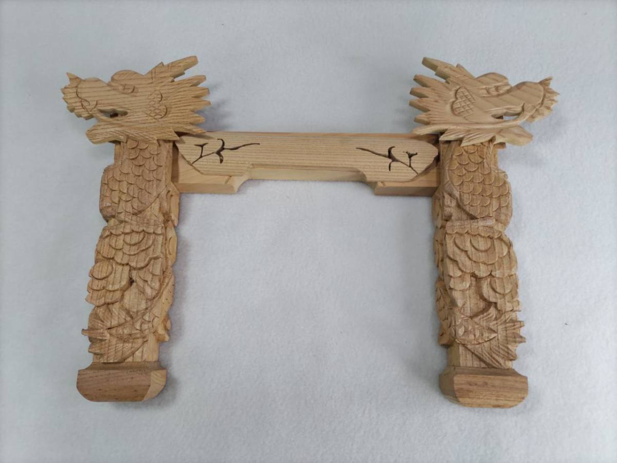 けやき【昇り龍】神輿、ミニ山車彫刻 、神殿、木彫り彫刻部品 6点 (635)