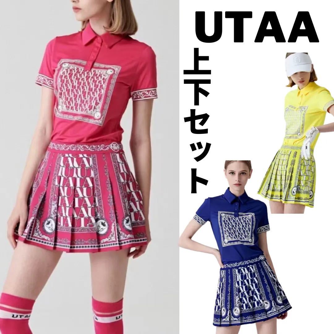 くなり UTAA ユタ セットアップ ポロシャツ 袖プリーツスカート 韓国 