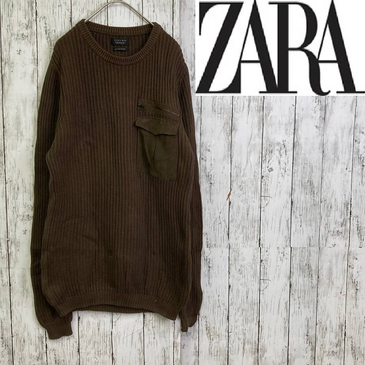 ZARA MAN★ザラマン★メンズ コットン ニット★サイズ40　10-437_画像1