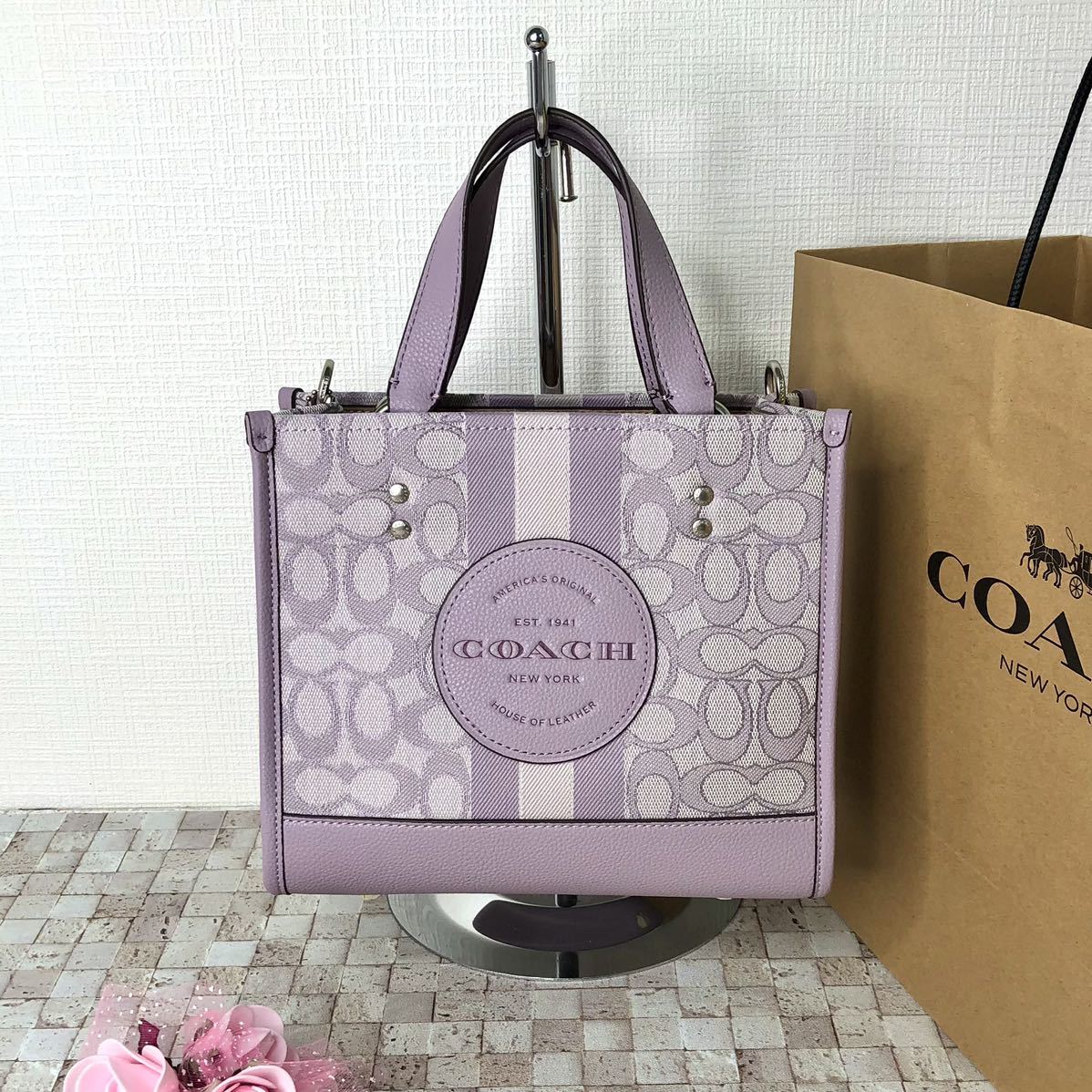 ☆新品☆COACH ハンドバッグ ショルダー 丸ロゴ パープル（小）