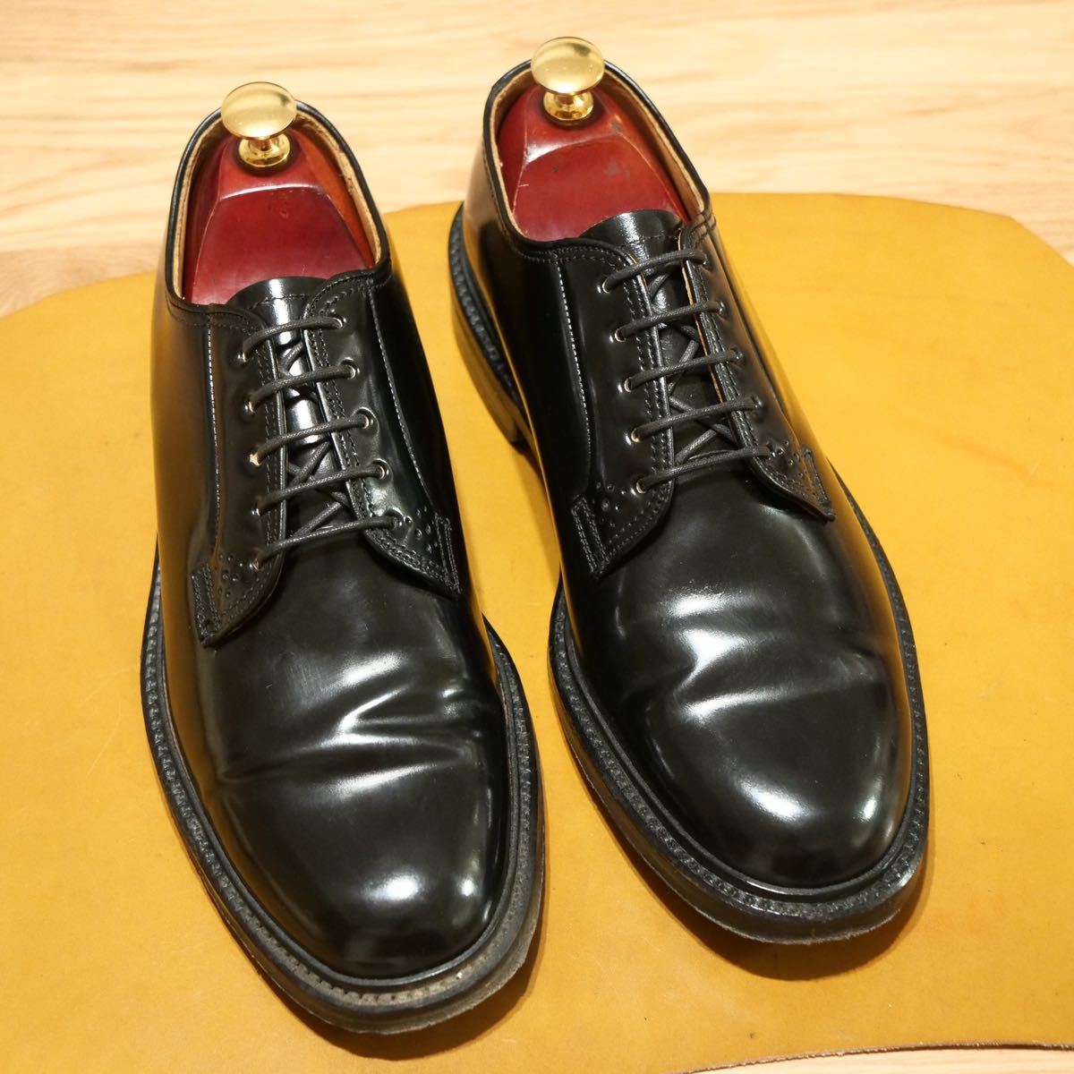 《廃盤稀少/日本製靴製》REGAL リーガル インペリアルグレード ブラック シェルコードバン プレーントゥダービー 24.5EE 革靴 メンズ