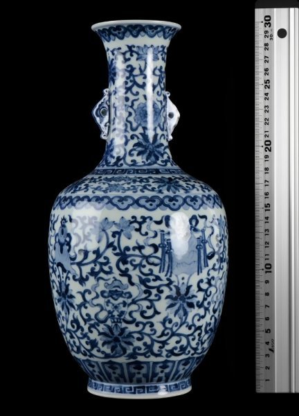 中国清時代 青華 花瓶 高さ約17.5㎝ 東さ5-0503☆-