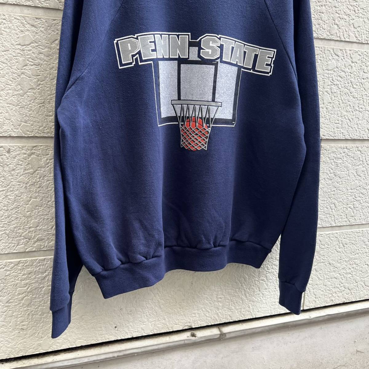 90s USA古着 スウェットシャツ トレーナー ネイビー 紺色 Hanes ヘインズ アメリカ古着 vintage ヴィンテージ PENN STATE バスケ XLサイズ_画像6