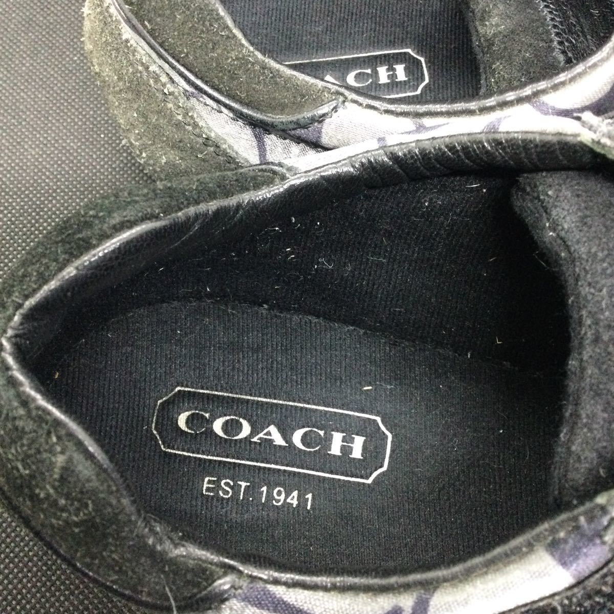 COACH Coach print sneakers black lady's declared size :5M [ Japan size :22.0~22.5cm degree 