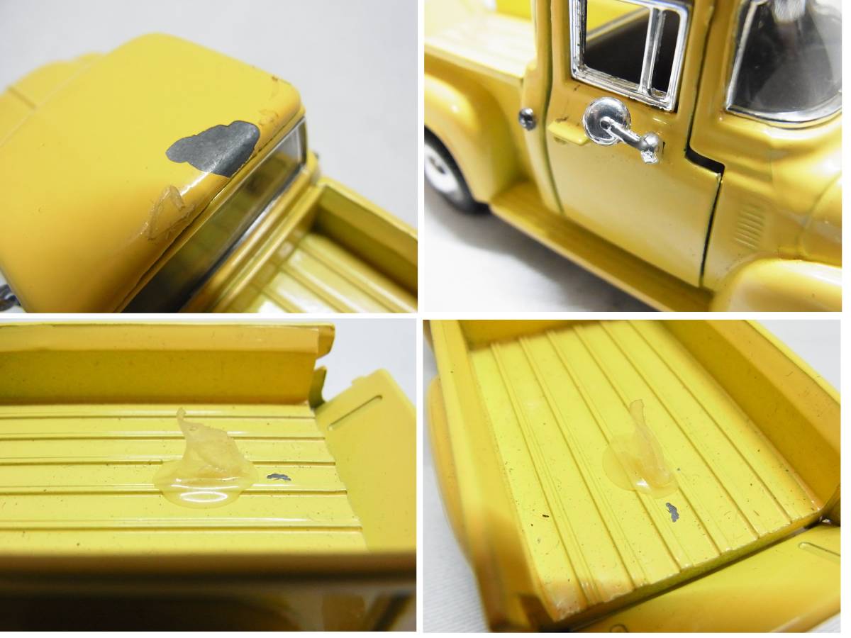 ▲ ミニカー FORD F-100 PICK UP 1956 フォード ピックアップ トラック イエロー 黄色 1/36 アンティーク ヴィンテージ USED 現状 ▲60