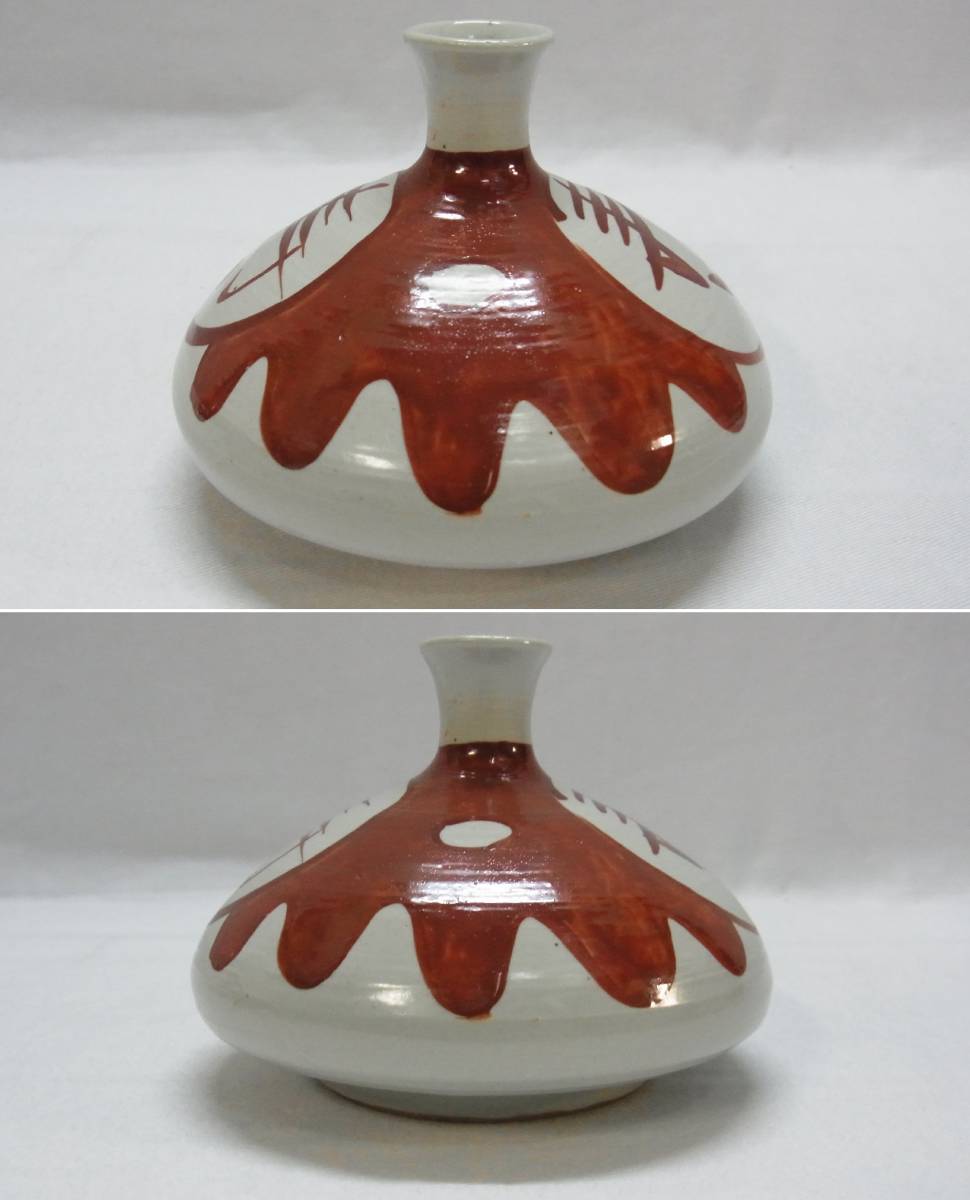 A】寿油壷☆時代物赤絵色絵伊万里古伊万里焼き物陶芸徳利壺一輪挿し