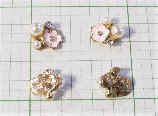 ●お花＆パール パーツ●４個＋丸カン６ｍｍ５０個　金属 Pゴールドカラー_お花パールパーツ４個＋丸カン６ｍｍ５０個