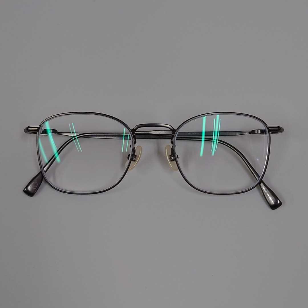 美品 フォーナインズ 999.9 メガネフレーム 眼鏡 メタル チタン S-146T col. 6 カーキマット オリーブグリーン 緑 ビジネス ウェリントン