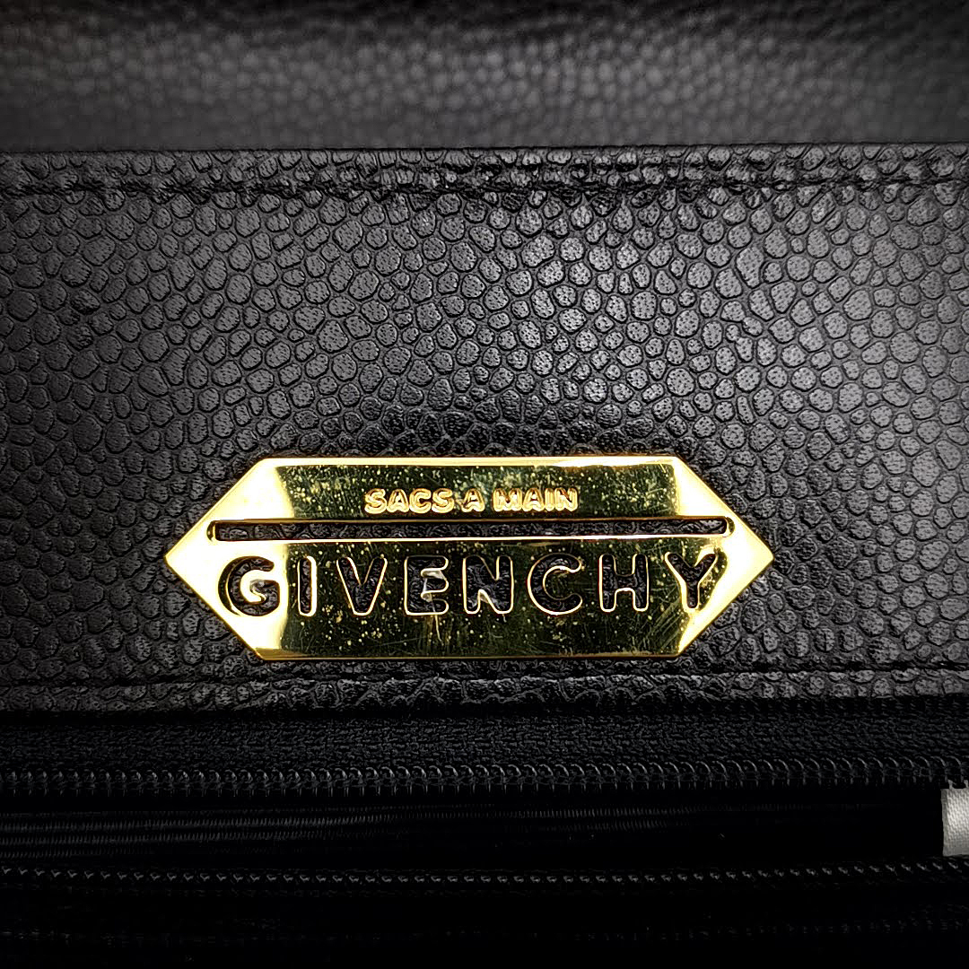 送料無料 美品 ジバンシィ GIVENCHY ハンドバッグ フォーマルバッグ 鞄 手提げ レザー 本革 黒 ブラック系 レディース_画像10