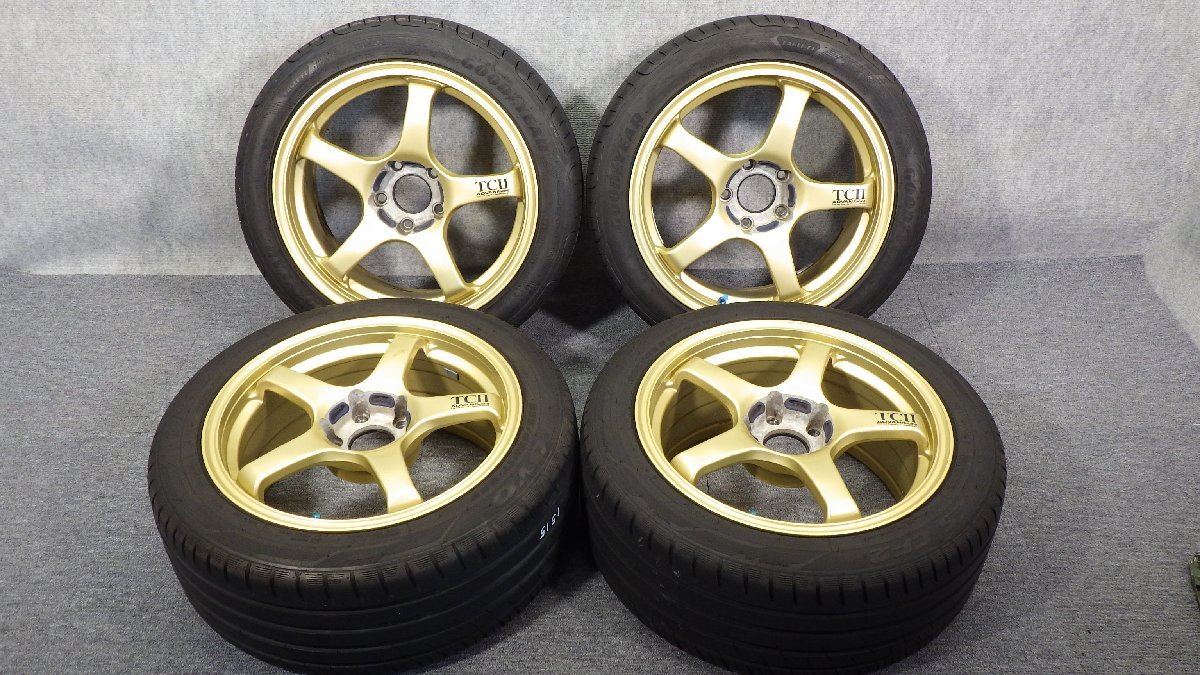 101 社外 アルミホイール YOKOHAMA ADVAN Racing TCⅡ 17インチ 5穴 PCD114.3 7.5J 8.5J 4本 タイヤ付 GOODYEAR 225/45R17 TOYO 235/45R17_画像1