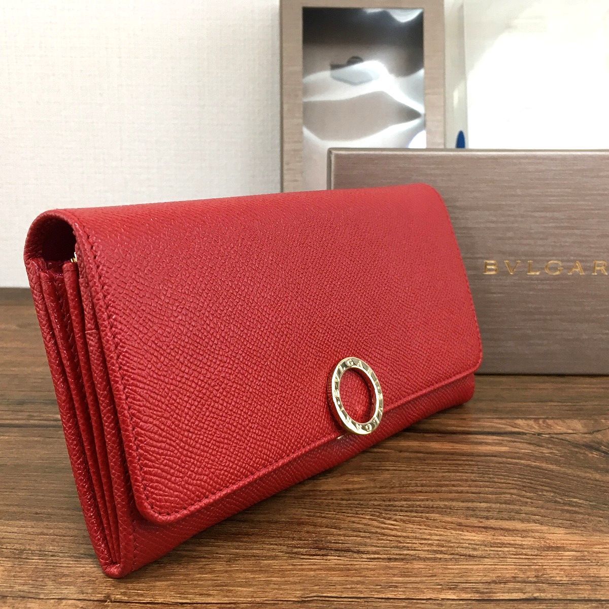 ☆送料無料☆ 未使用品 BVLGARI 長財布 287270 レッド リングクリップ