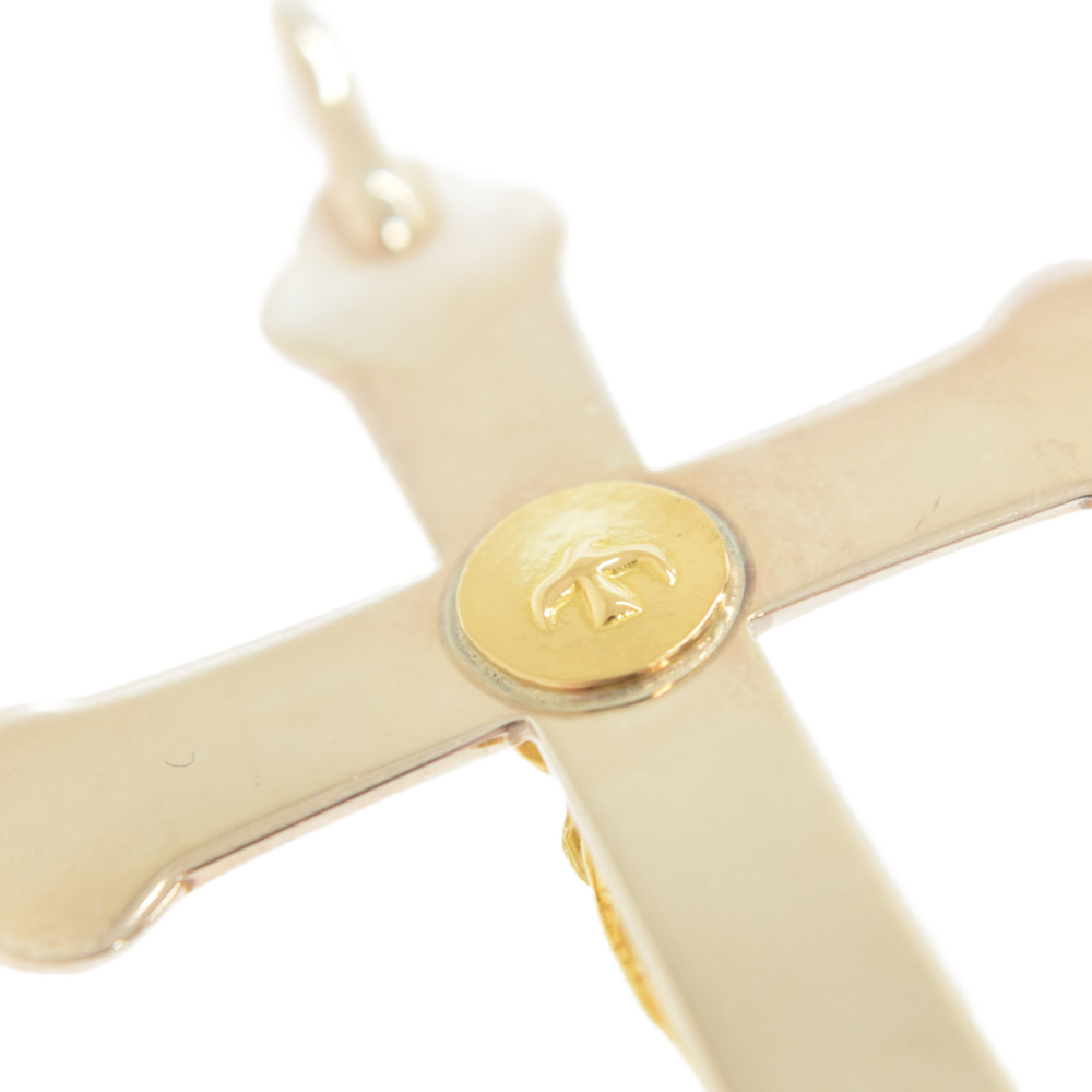  Goro's all gold Heart wheel feather attaching Cross reverse side gold metal attaching necklace top 