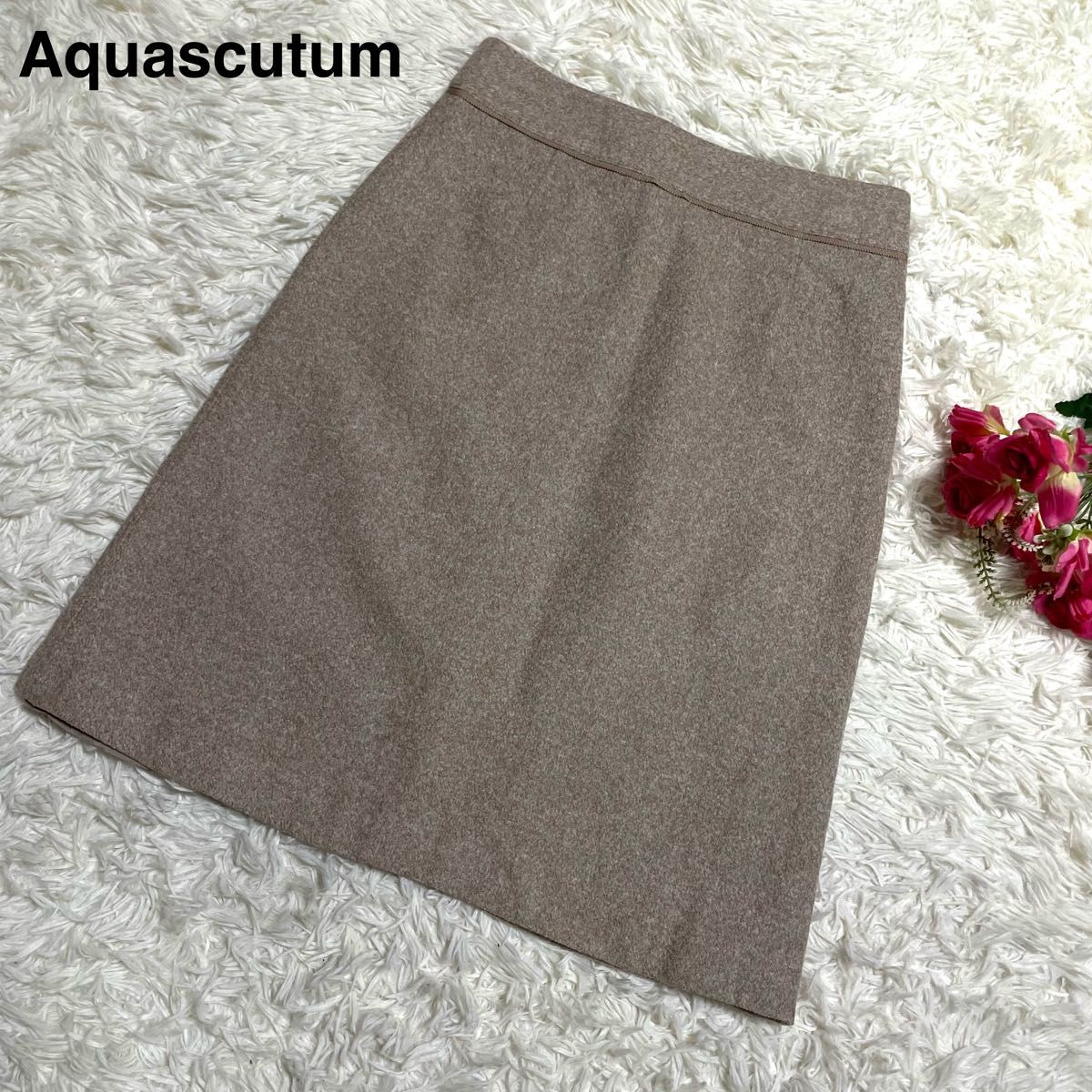 Aquascutum アクアスキュータム 膝丈スカート ウール ブラウン系 茶色系