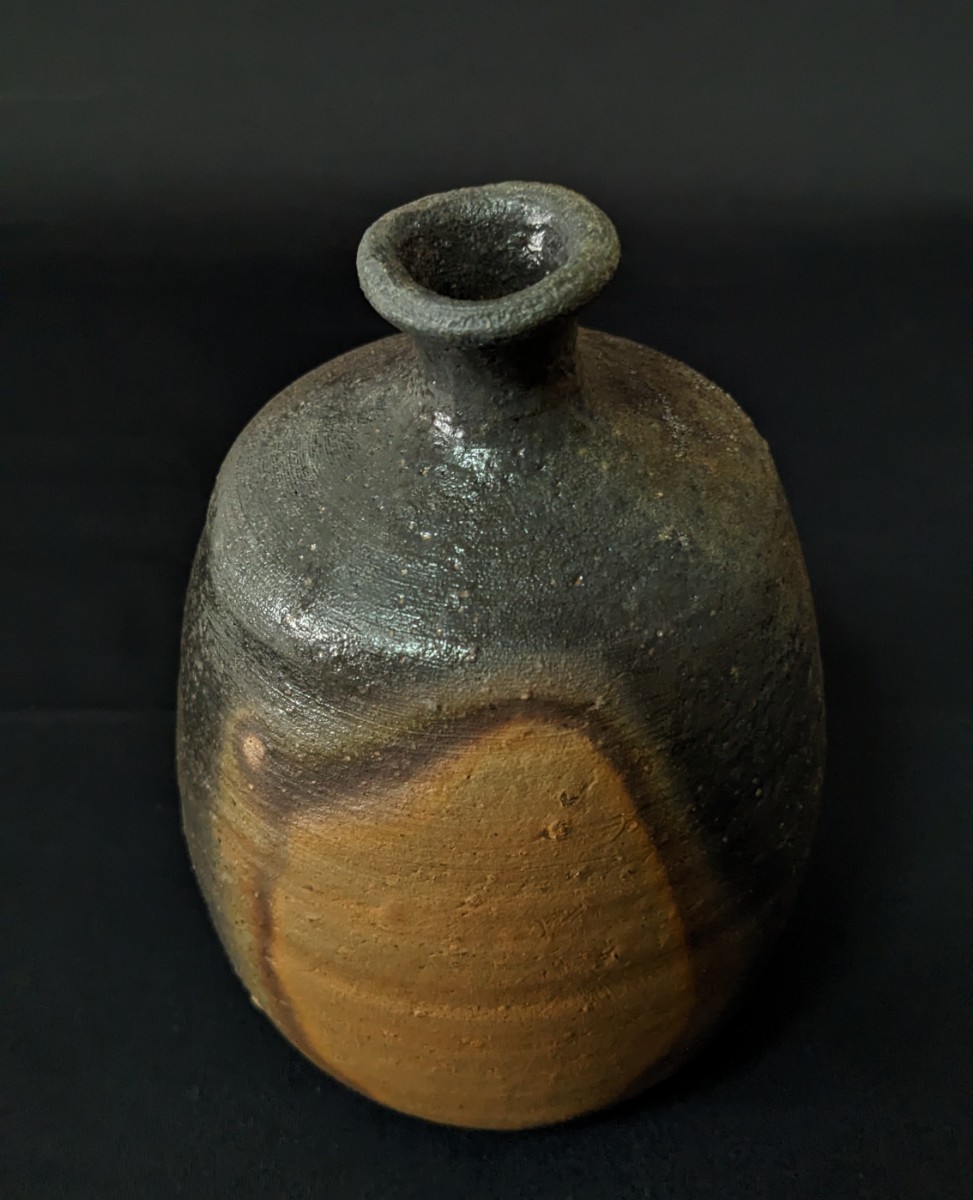 3490 Bizen . gold -ply .. sake bottle also box prefecture designation important less shape culture fortune gold -ply .... sake cup and bottle 