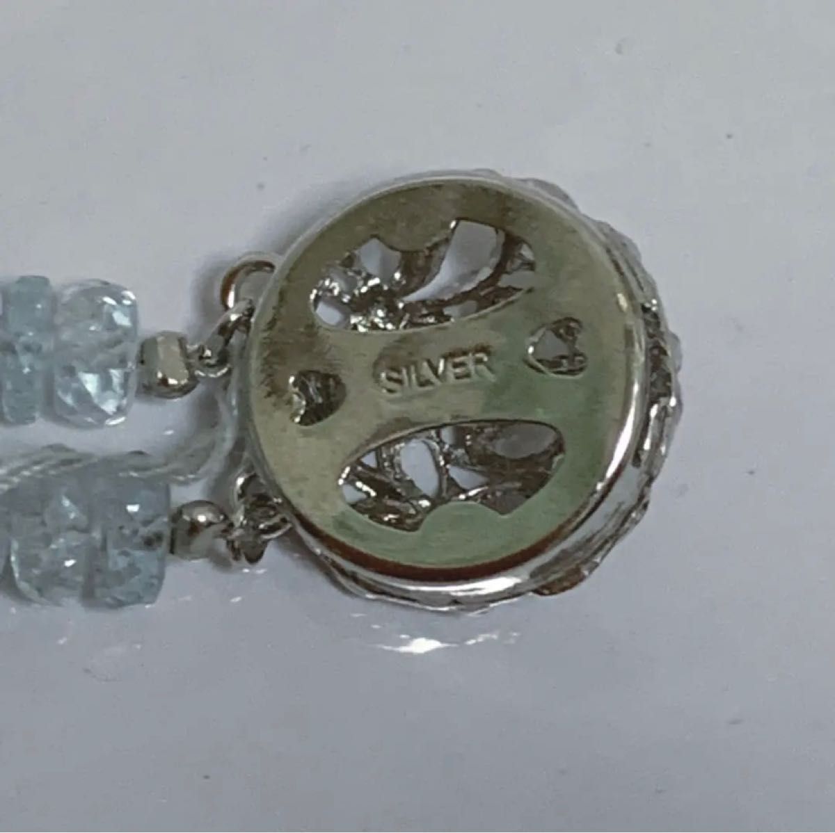 [宝石店在庫処分]silver925 天然アクアマリン二重ロングネックレス 日本製