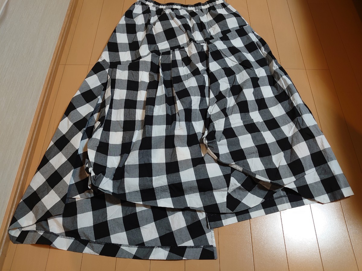 センソユニコ　慈雨　3　白黒チェックアシンメトリーロングスカート　大きいサイズ　w66(84まで伸びます)80センチ　1度使用美品