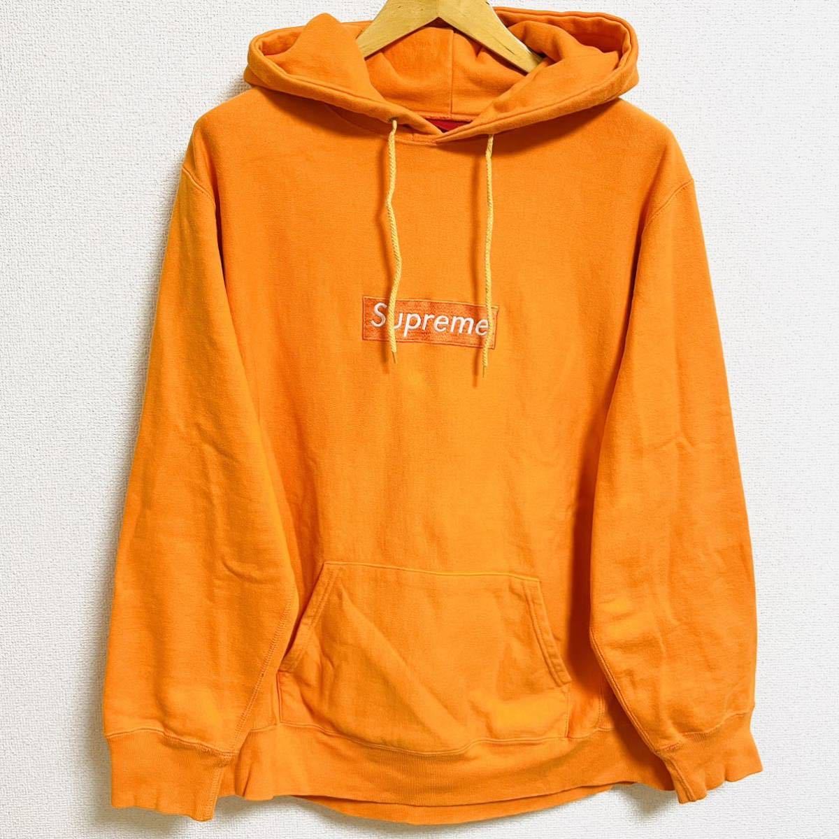 【新作からSALEアイテム等お得な商品満載】 オレンジ 2000年 L Orange Sweatshirt Hooded Pullover Logo Box Supreme 激レア ボックスロゴ Vintage OLD 初期 胸ロゴ プルオーバー パーカ