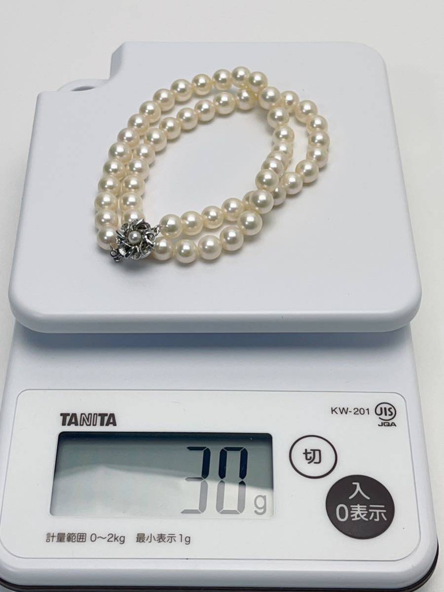 N513 本真珠 アコヤ パール ネックレス 約6.7~7.1mm 金具SILVER 刻印