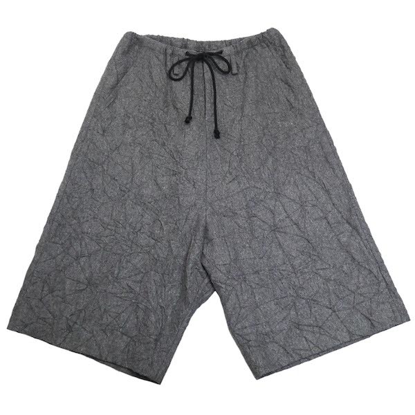 かわいい! 「Yohji Y's Yamamoto」 紐 ゴム 皺加工 グレー ワイズ