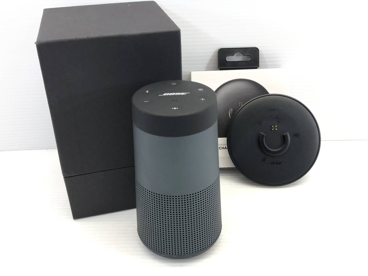 □BOSE SOUNDLINK REVOLVE Bluetooth speaker ポータブルワイヤレススピーカー トリプルブラック 充電スタンド付き 良品□_画像1