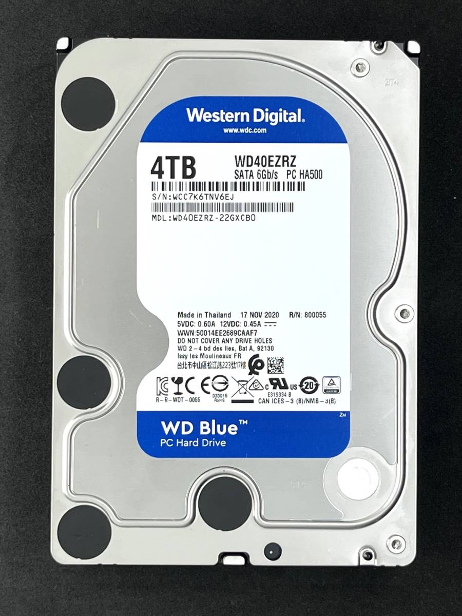 4TB WD Blue / WD40EZRZ 【使用時間 8h】 2020年製 新品同様 Western
